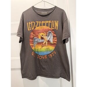 Led Zeppelin U.S. Tour 1975 Graphic Band T-Shirt Size Large Gray